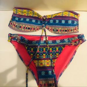 Forever 21 Front Knot Bandeau Bikini Two Piece Set